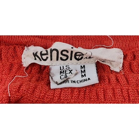 Kensie Orange 3D Rosettes Cropped Button Up Cardigan Sweater Medium Lightweight - Picture 4 of 4